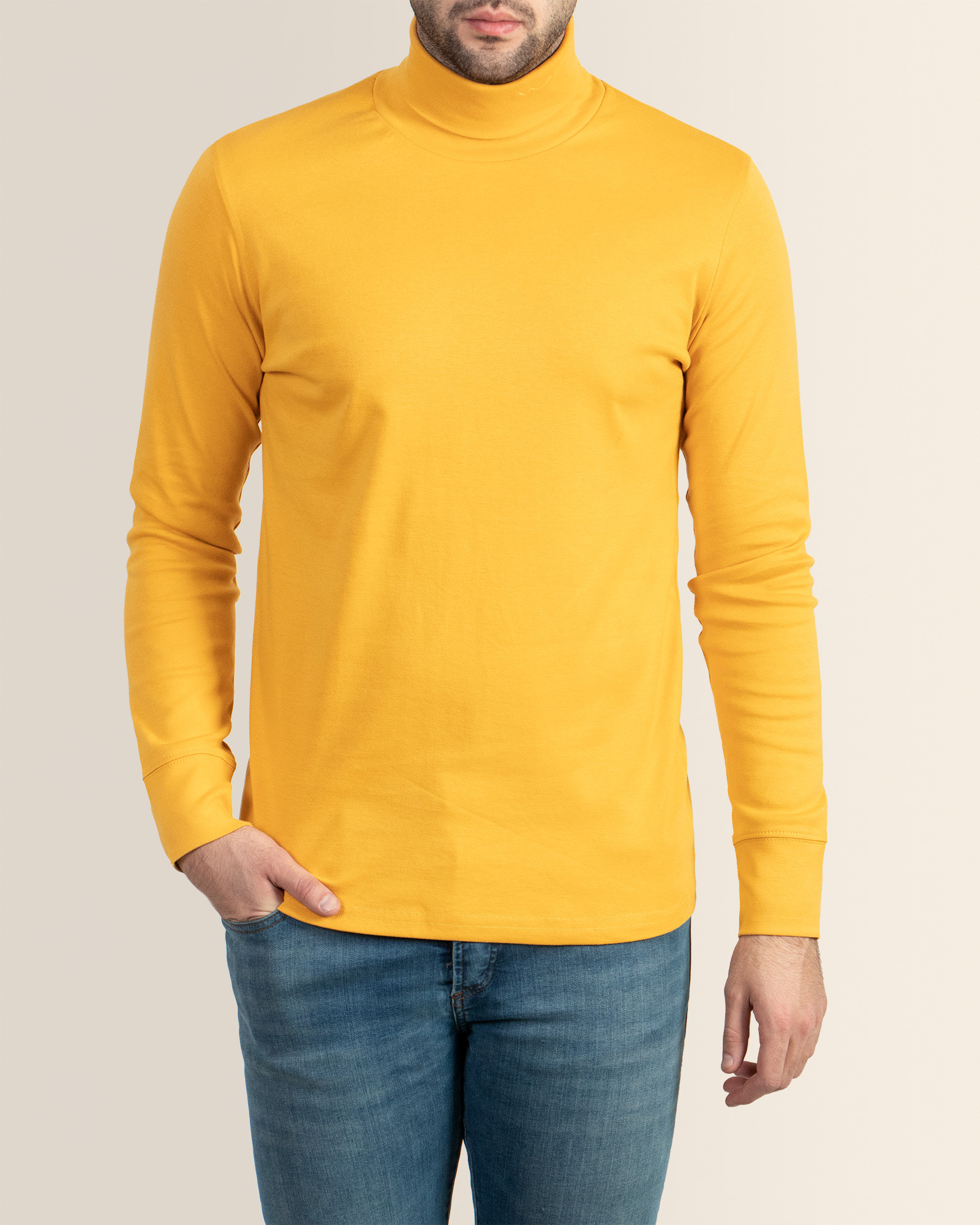 خرید اینترنتی تیشرت یقه اسکی مردانه خردلی 18328108