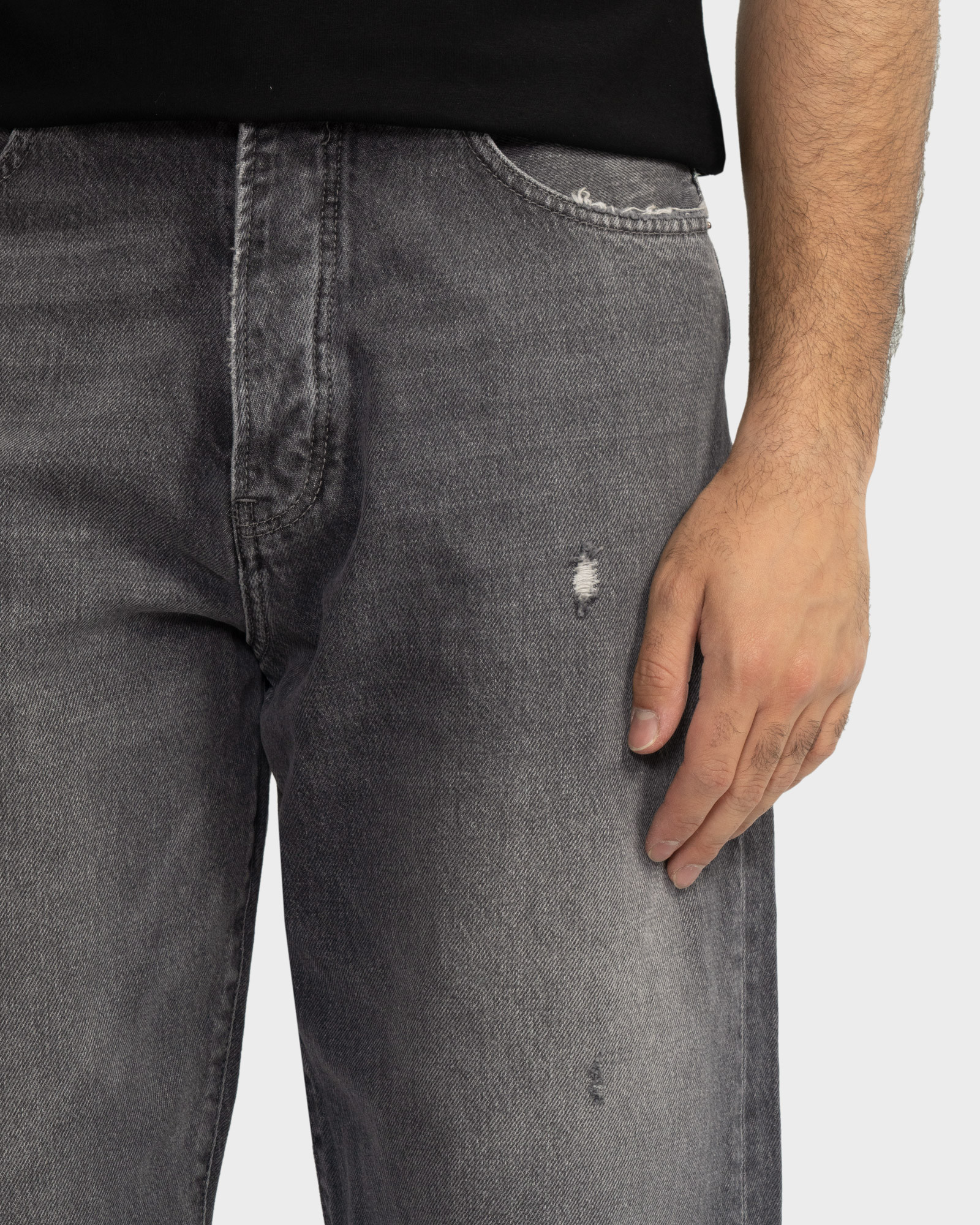 شلوار جین زاپدار Wide leg مردانه خاکستری 23112184