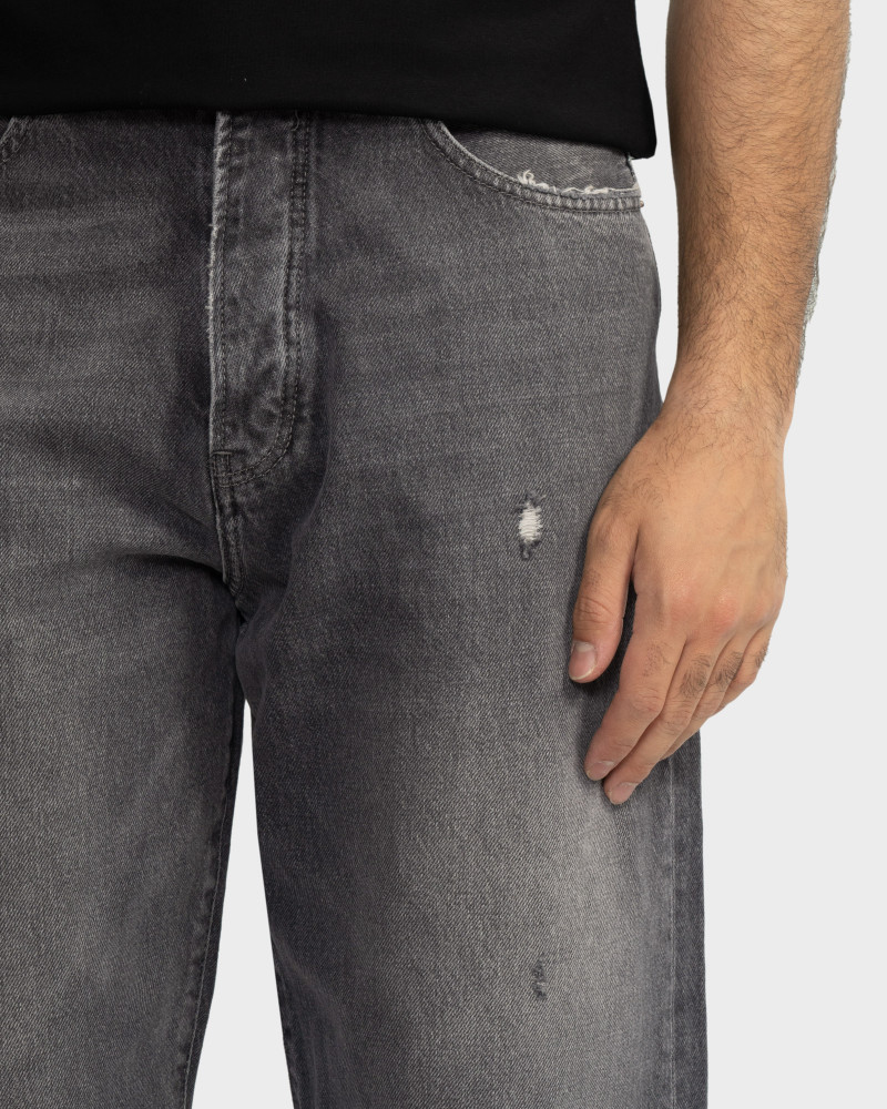 شلوار جین زاپدار Wide leg مردانه خاکستری 23112184