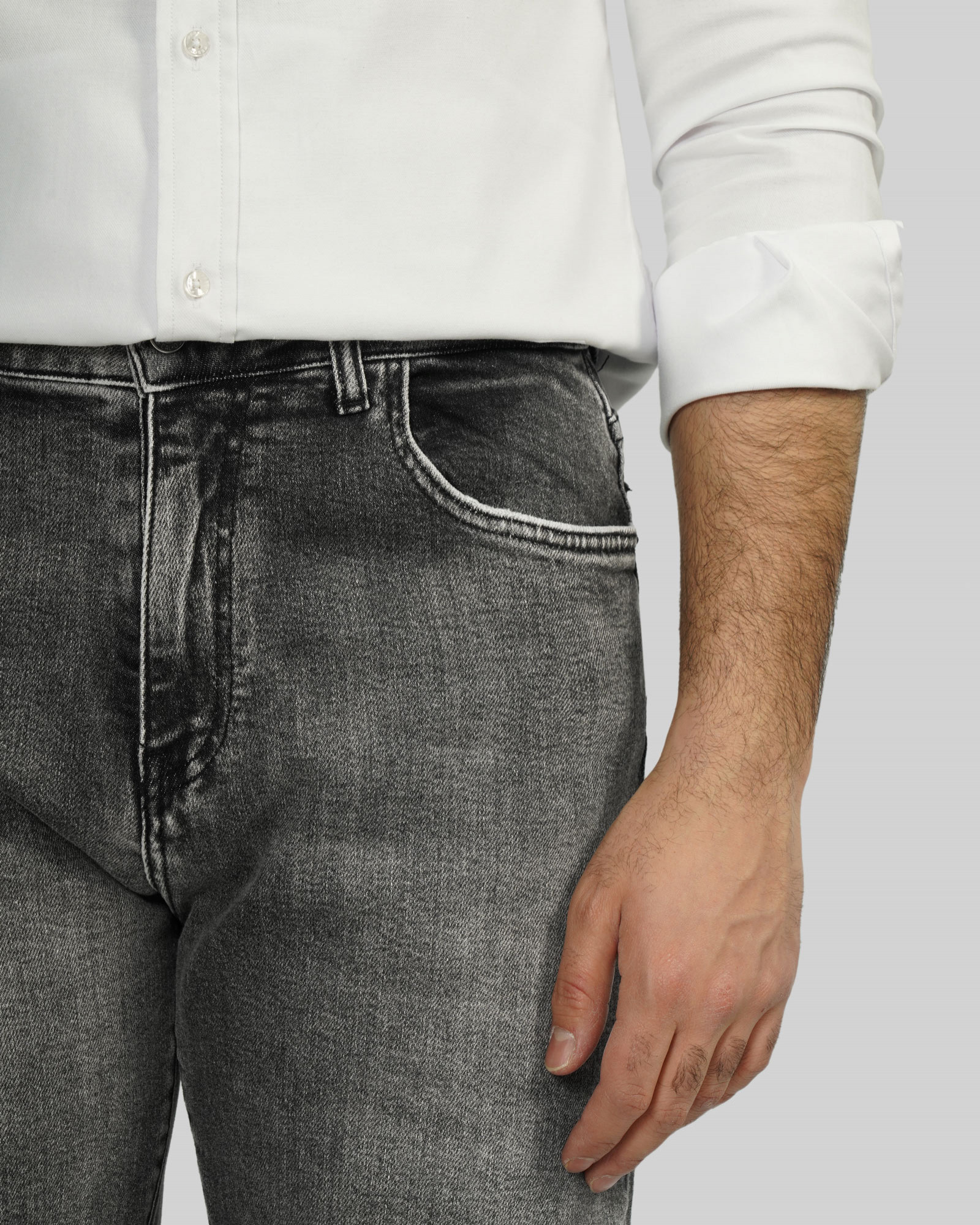 شلوار جین رگولار ساده مردانه خاکستری 23412204