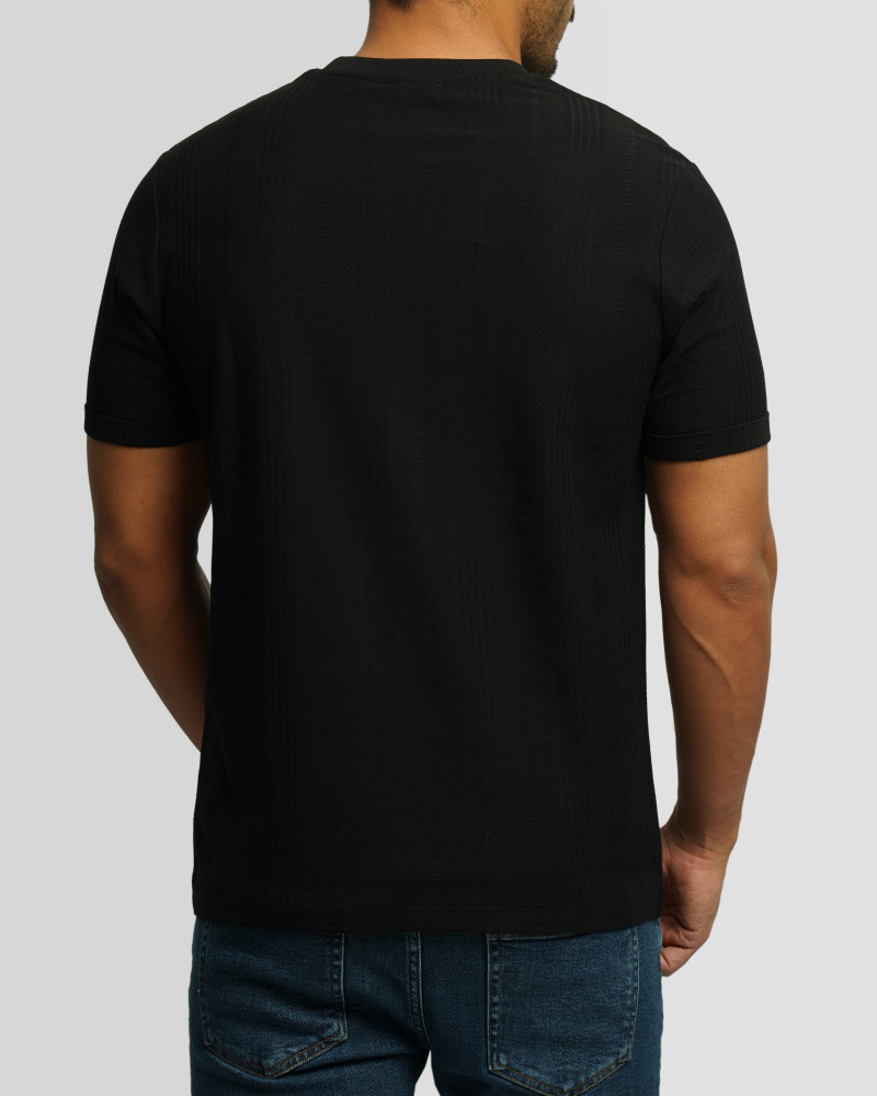 خرید و قیمت تیشرت طرح دار یقه گرد آستین کوتاه مردانه مشکی 23496720