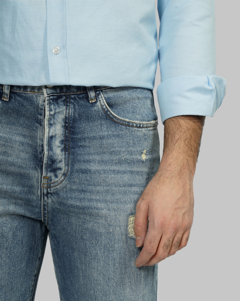 شلوار جین بوی فرند (Boy friend) زاپ دار آبی 23424743