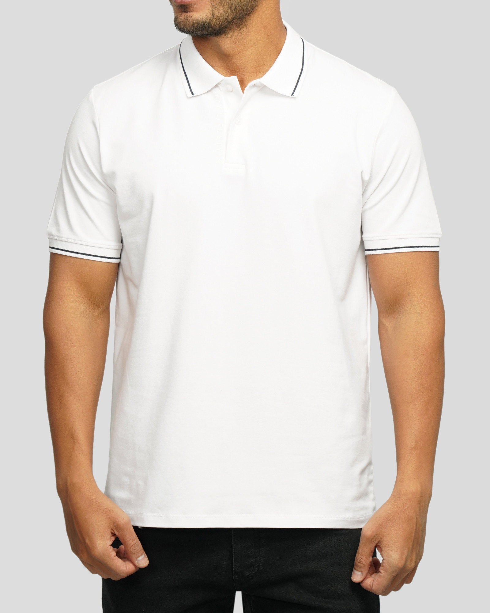 خرید و قیمت پولوشرت طرح دار آستین کوتاه مردانه سفید 24194290