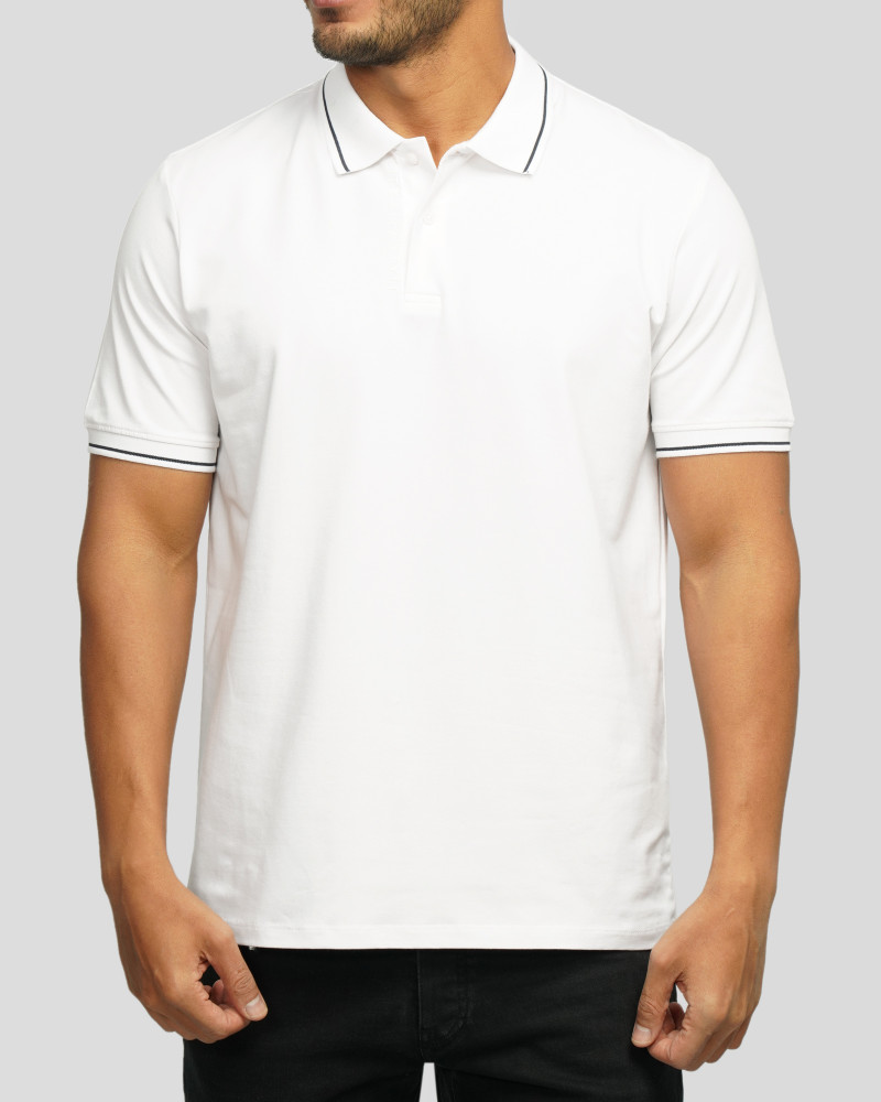 خرید و قیمت پولوشرت طرح دار آستین کوتاه مردانه سفید 24194290