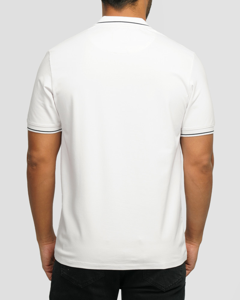 خرید و قیمت پولوشرت طرح دار آستین کوتاه مردانه سفید 24194290