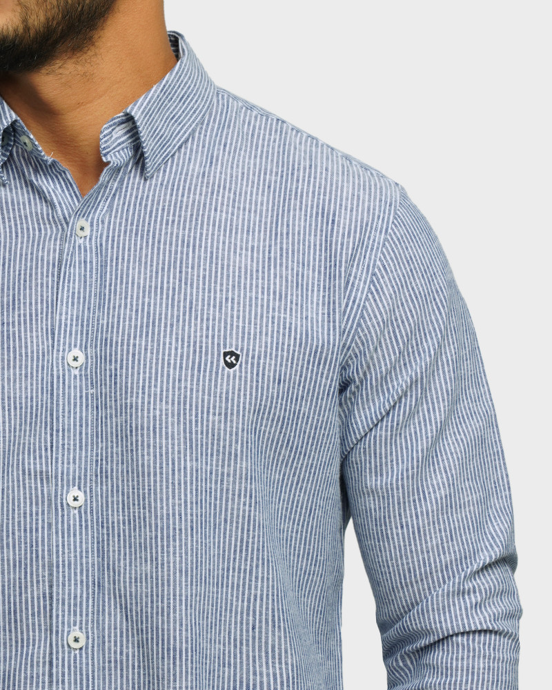 پیراهن آستین بلند راه راه مردانه آبی 24166179