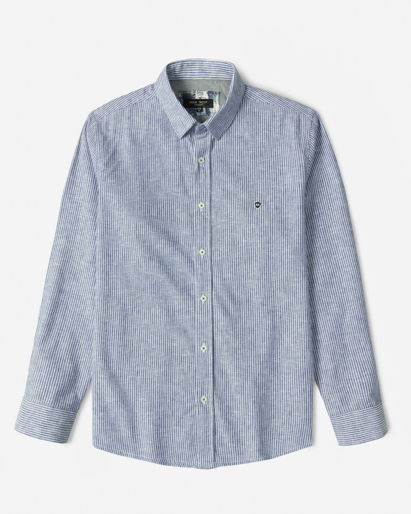 پیراهن آستین بلند راه راه مردانه آبی 24166179