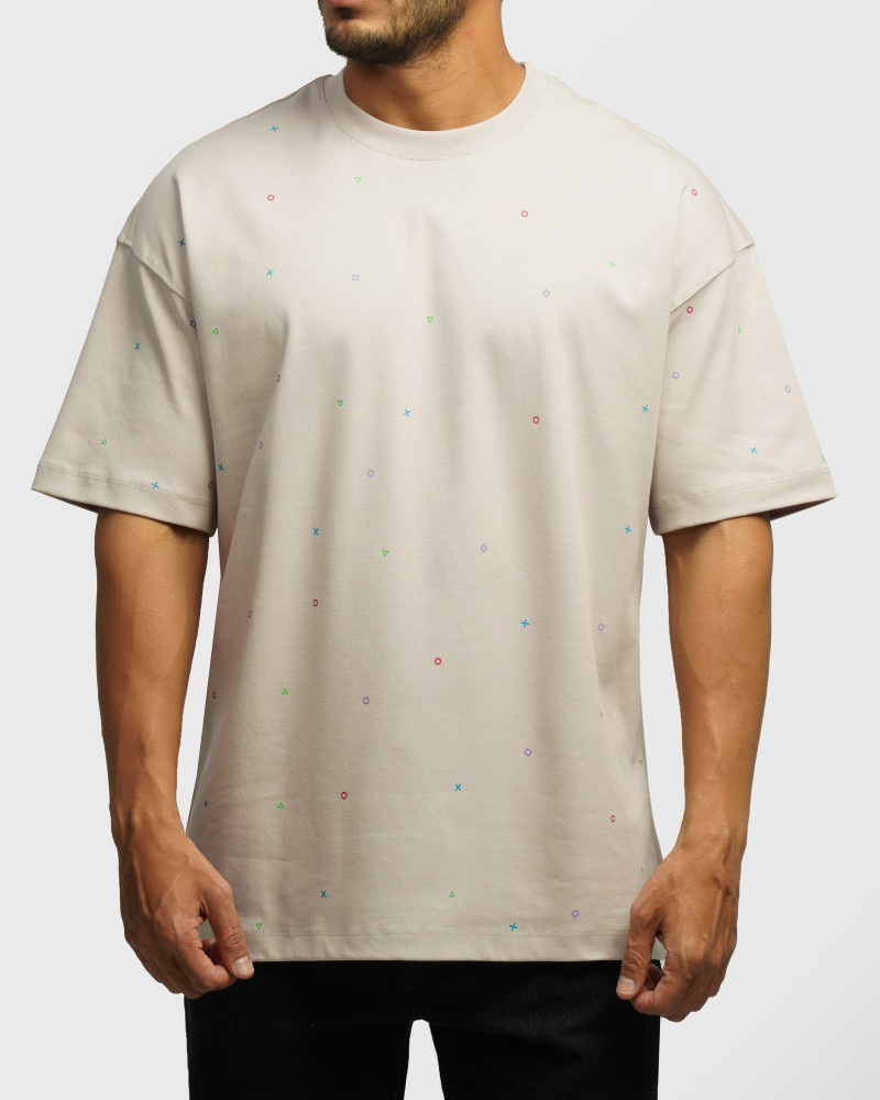 خرید و قیمت تیشرت طرح دار یقه گرد آستین کوتاه مردانه طوسی 24196829