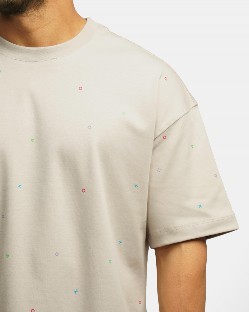 خرید و قیمت تیشرت طرح دار یقه گرد آستین کوتاه مردانه طوسی 24196829