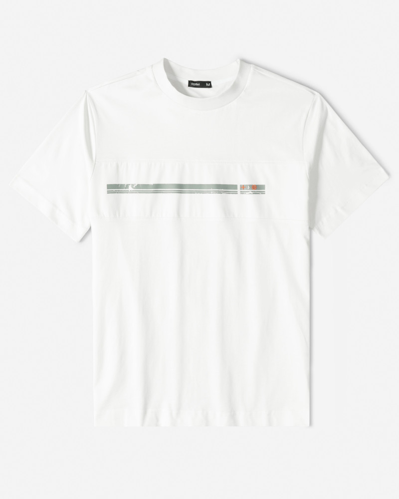 تیشرت طرح دار یقه گرد آستین کوتاه مردانه سفید 24296907