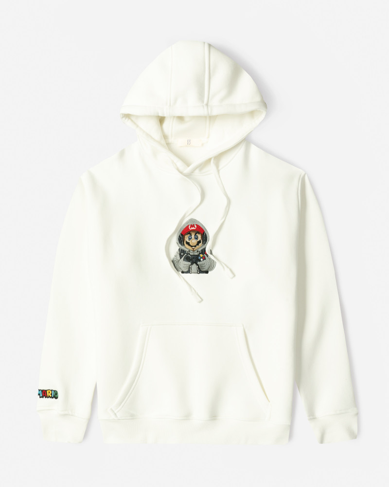 خرید و قیمت هودی کلاه دار طرح دار سفید 24371246