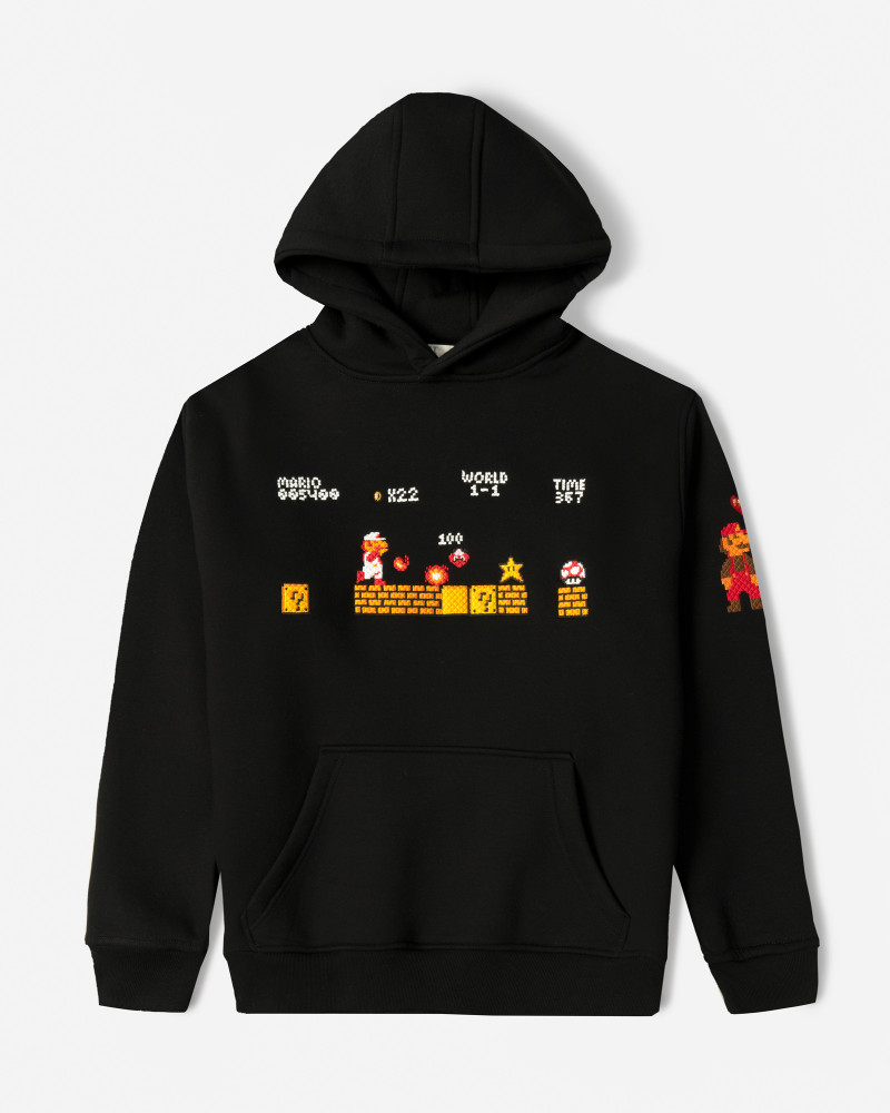 خرید و قیمت هودی کلاه دار طرح دار مشکی 24371250