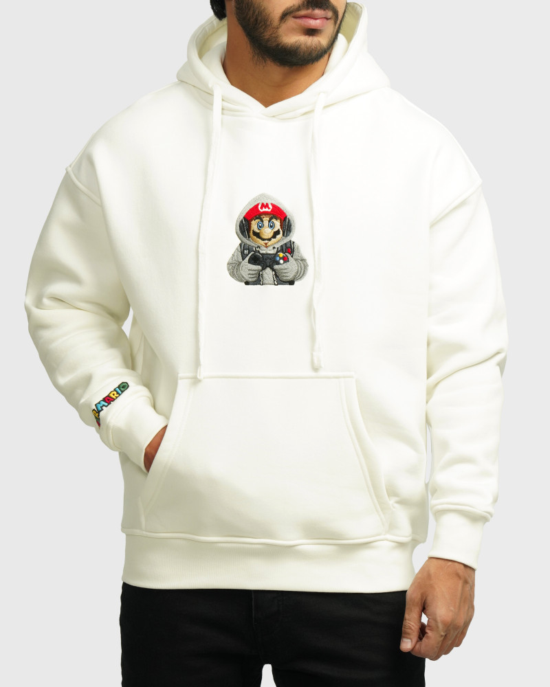 خرید و قیمت هودی کلاه دار طرح دار سفید 24371246