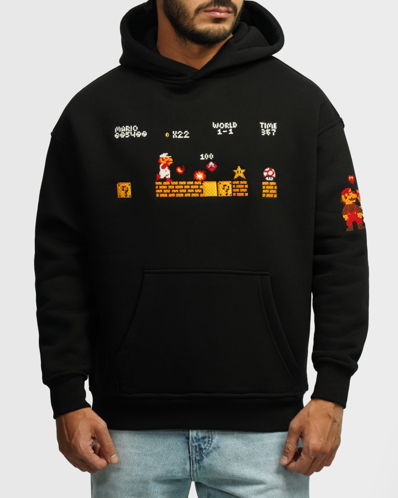 خرید و قیمت هودی کلاه دار طرح دار مشکی 24371250